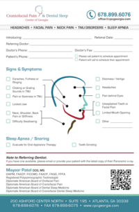 Doctor Referral Craniofacial Pain Dental Sleep Center of Georgia